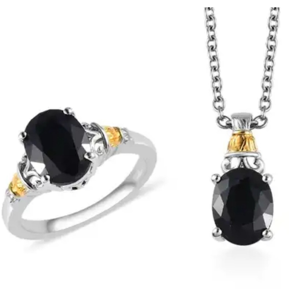 KARIS MIDNIGHT SAPPHIRE RING AND PENDANT - Picture 1 of 8